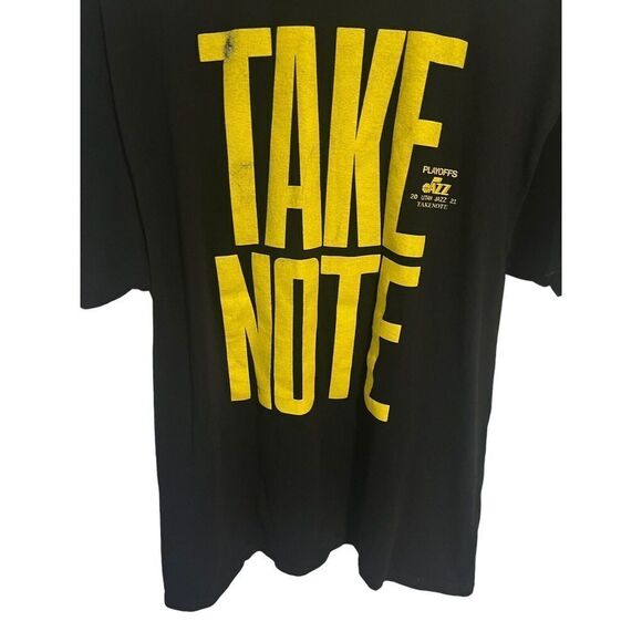 Utah Jazz 20-21 Take Note Short Sleeve T Shirt Logo NBA Playoffs Basketball XL - Picture 5 of 8